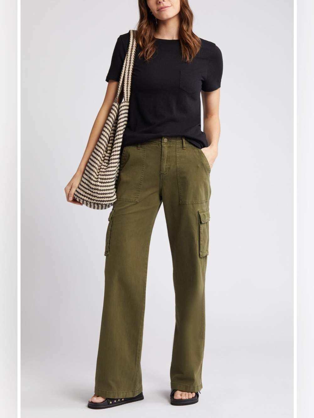 Sanctuary Reissue Wide Leg Olive Green Utility Cargo Pants